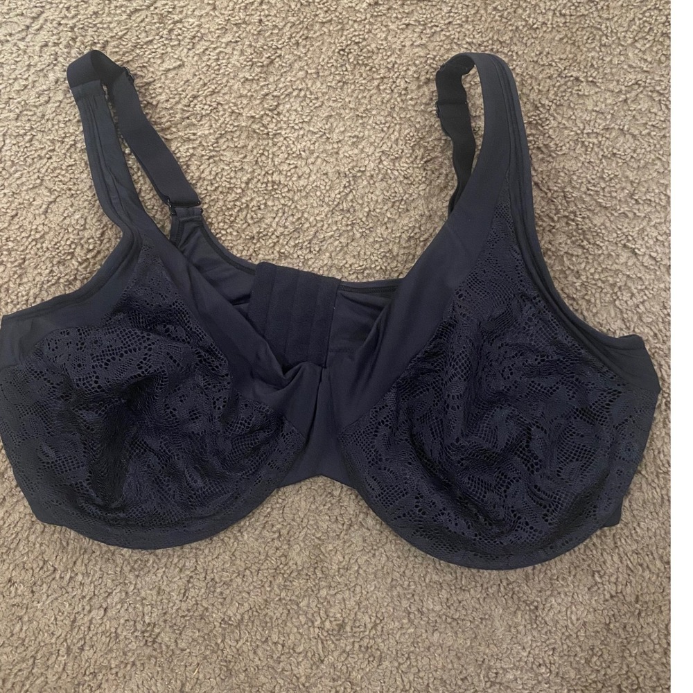 #368 Black Womens Playtex Lace Underwire Full Coverage Bra 38DD